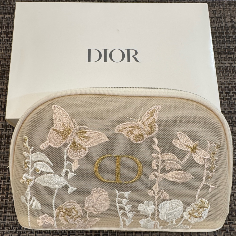 Dior Beige and Gold Embroidered Bag